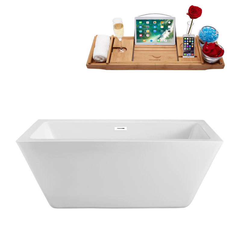 1785.6mm x 800.1mm Freestanding Soaking Acrylic Bathtub, Glossy White