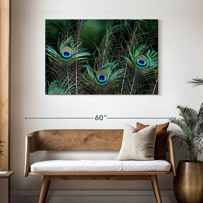 Ornate Peacock Feathers, 30" H x 45" W