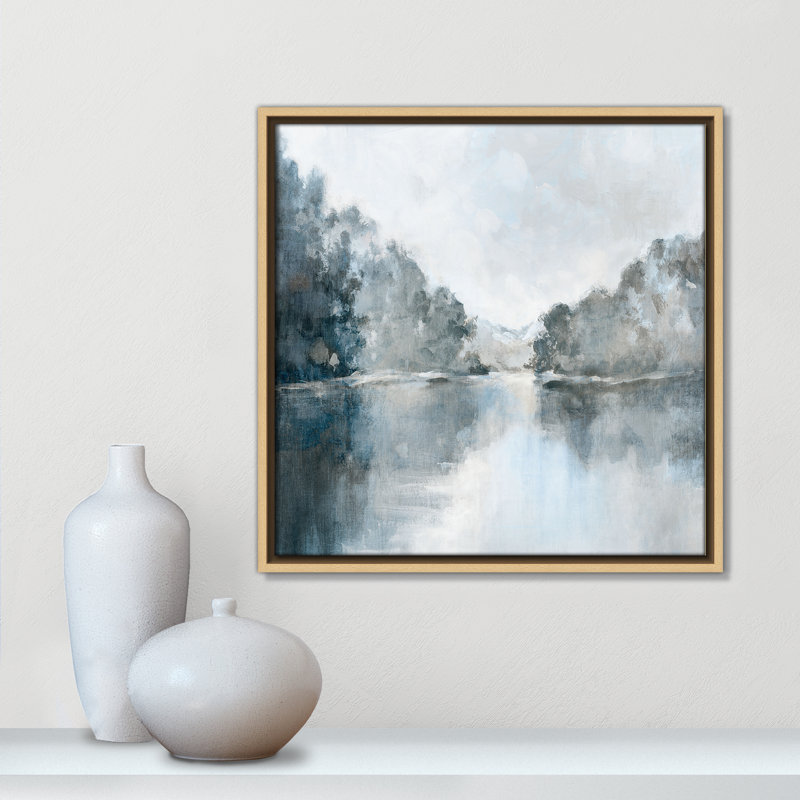 Whispers of the Blue Lake - Square Version Print par Luna Mavis, H 17,5 po x l 17,5 po, Flotteur naturel
