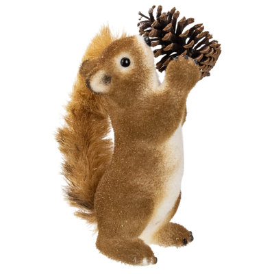13" Standing Forest Squirrel Table Top Christmas Figure Holding a Pine Cone