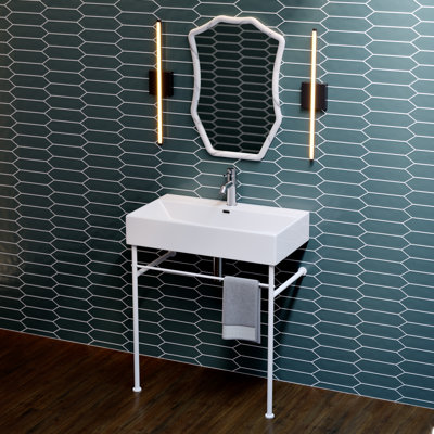 Lavabo console en céramique Claire 30 pieds blanc mat