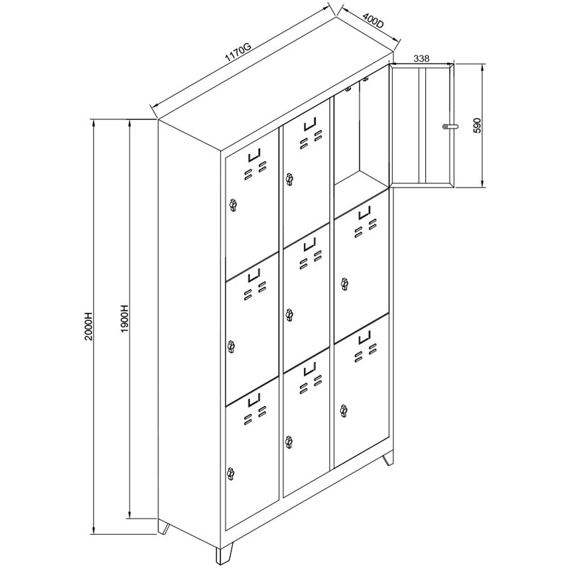 Armoire de rangement Locker, H 78,7 po x l 46,1 po x P 15,7 po, Bleu