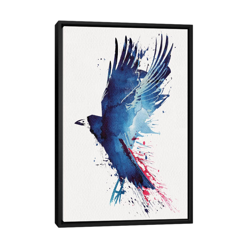 « sanglante crow », reproduction d’art sur toile, H 26 po x l 18 po x P 1,5 po, Toile avec cadre noir, Pas de tapis