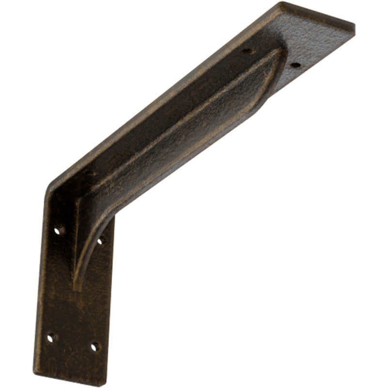 2"W x 12"D x 5 1/4"H Embrey Steel Bracket, Antiqued Brass, 5.25" H x 2" W x 12" D, Antiqued Brass