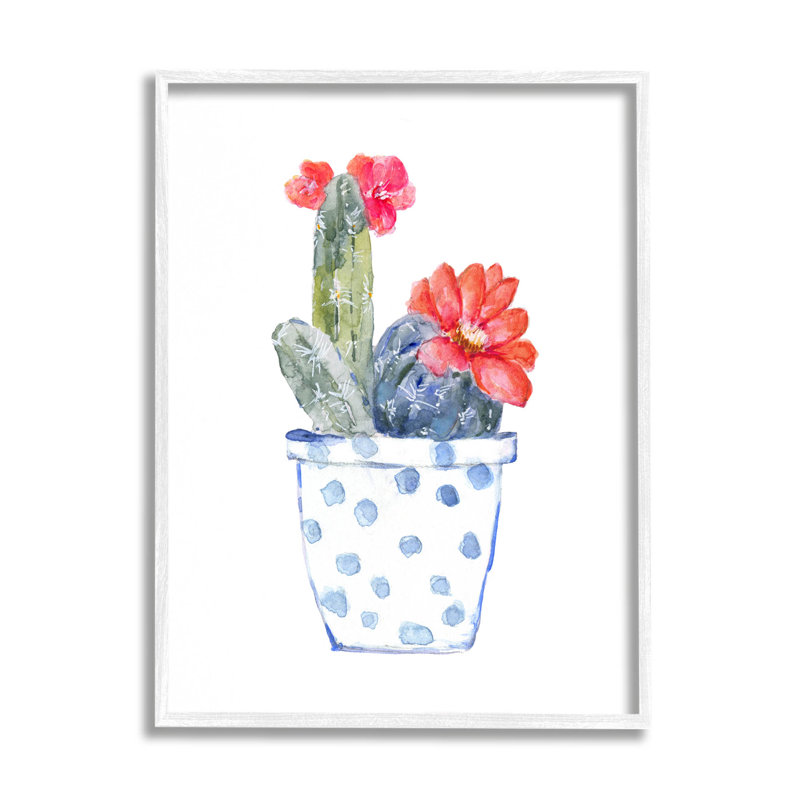 Jardinière à motif de cactus par Sally Swatland - Impression sur bois, H 14 po x l 11 po x P 1,5 po