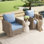 Chaise de patio berçante pivotante avec coussins (ensemble de 2)