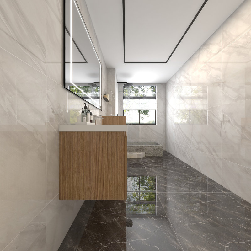 Moreno Bailey 78.5 " W Wall Mounted Wall Mounted 1 Single Combined Vanity Unit Bathroom Vanity With Acrylic Top, Rose Wood