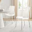 Ensemble de table de salle à manger Edzard en chrome et blanc ultrabrillant avec 6 chaises de luxe en similicuir-714995455