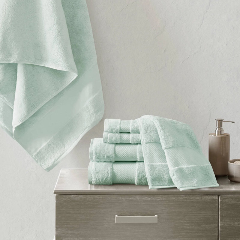 Turkish 100% Cotton Oversized Quick Dry Highly Absorbent Towel Set, Seafoam, 6 Piece Towel Set