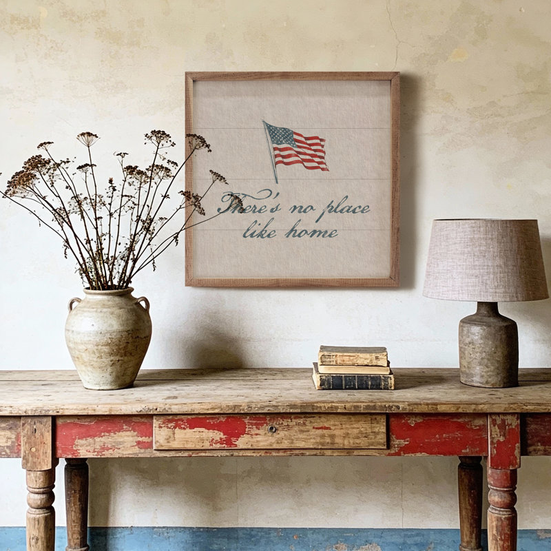 No Place Like Home Americana, H 4 po x l 4 po