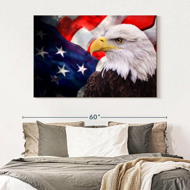 USA Flag And American Eagle, 34" H x 51" W