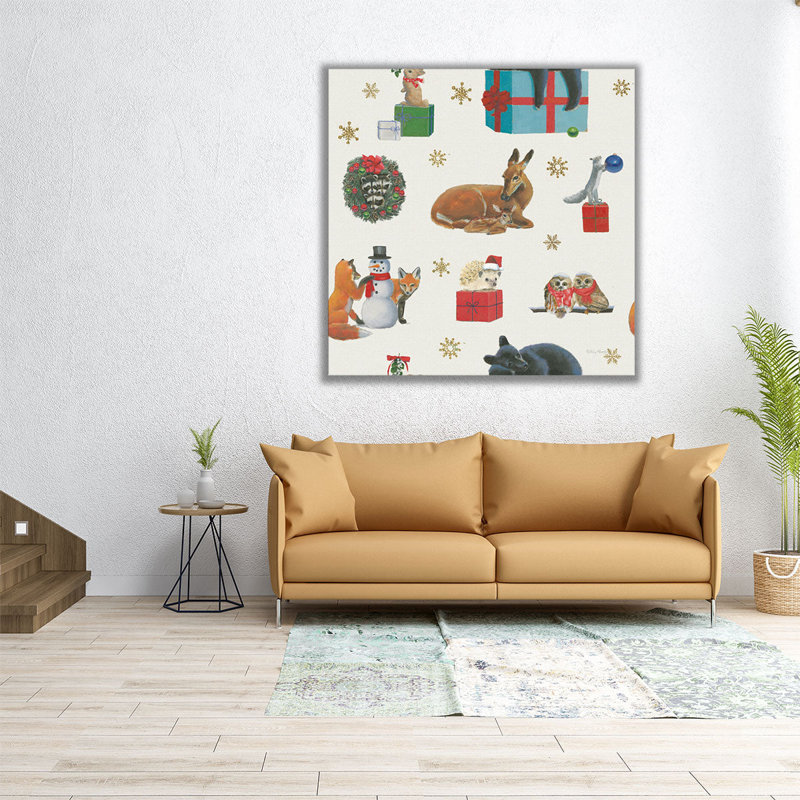 Christmas Critter Bright Pattern IIIB - reproduction d'art sur toile, H 20 po x l 20 po