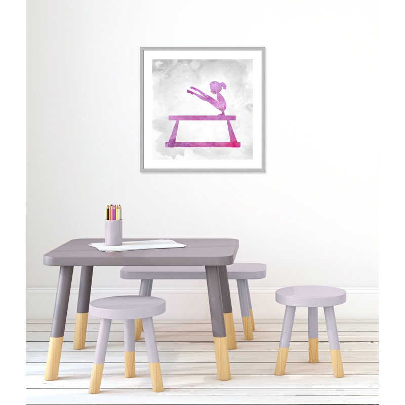 Gymnastique 3, impression sur papier, H 27,5 po x l 27,5 po x P 1,19 po, Encadré de boîte argent
