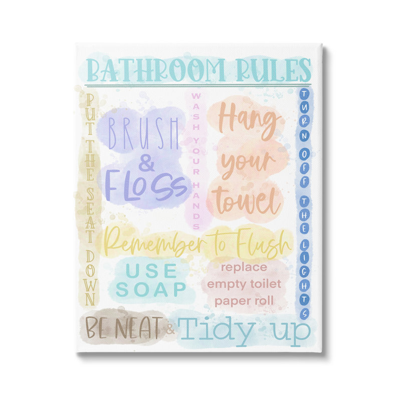 «Fun Bathroom Rules» par Matthew Piotrowicz, H 40 po x l 30 po x P 1,5 po