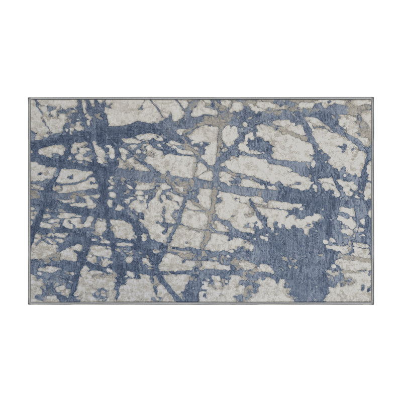 Machine Washable Gray Area Rug, Rectangle 2' x 3'
