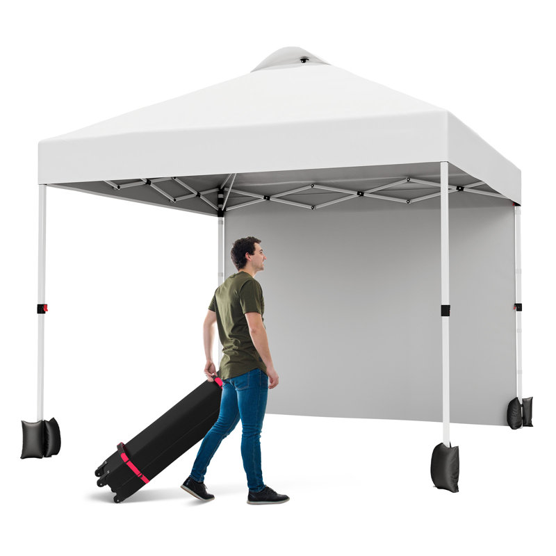 Tente escamotable 10 x 10, auvent commercial instantané portatif avec 1 paroi latérale