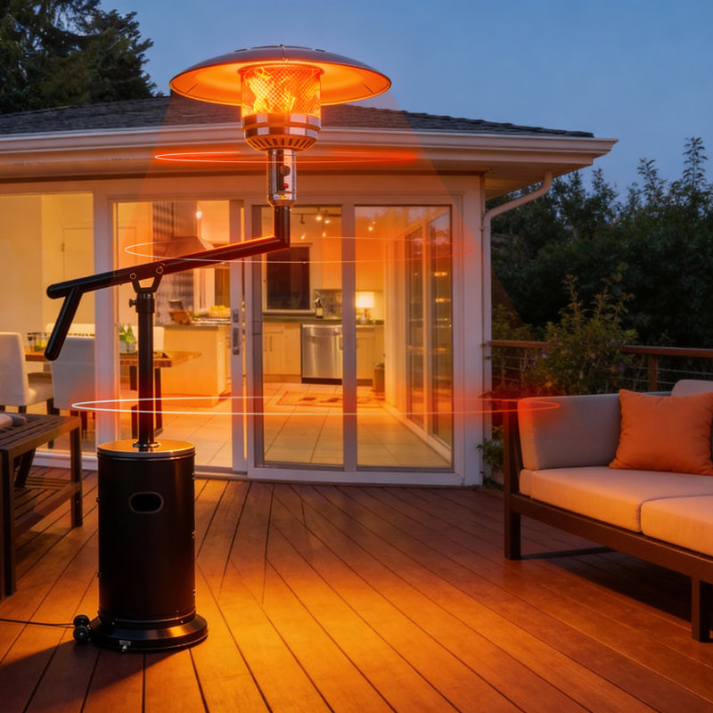 50,000 Btu Patio Heater - Propane Patio Heater With Sand Box, Double-Layer Stainless Steel Burner, Round Table Design Space Heater, Outdoor Heaters With Wheels For Garden And Patio