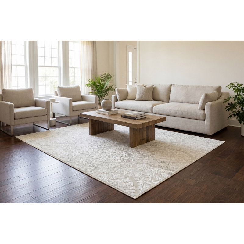 Tapis ivoire / beige Tyngsborough, Rectangle 2 pi x 3 pi 11 po