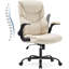 Chaise de bureau ergonomique - Fauteuil de bureau robuste avec accoudoirs rabattables, similicuir, fauteuil roulant réglable en hauteur et pivotant-16788051