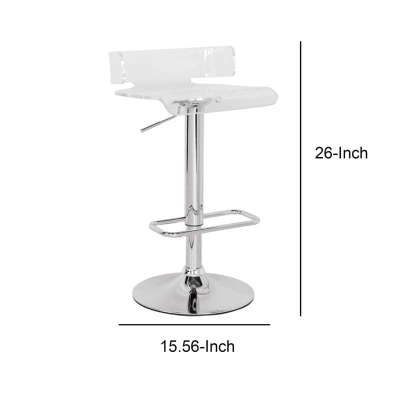 Kail Swivel Adjustable Height Counter Stool with Metal Frame, Clear