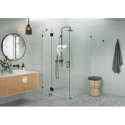 Halo 45 in. x 47 in. x 78 in. 90-degree Fully Frameless Glass Hinged Shower Enclosure
