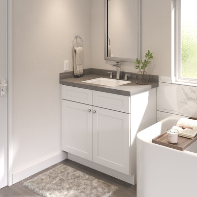 Armoire de salle de bain Furinno Shaker sans comptoir, prête à assembler, P 21 po x l 36 po x H 34,5 po, blanc