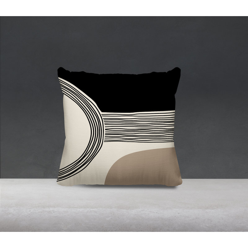 Cassie Outdoor Reversible Throw Pillow, 19"H x 19"W, Beige/Cream/Black