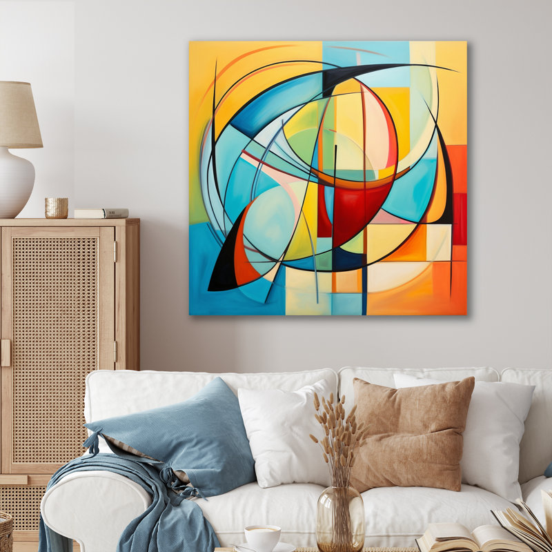 Coloré 0 Mid Century Abstract Essence I - Art abstrait Mid-Century, Toile tendue, H 36 po x l 36 po x P 1,5 po