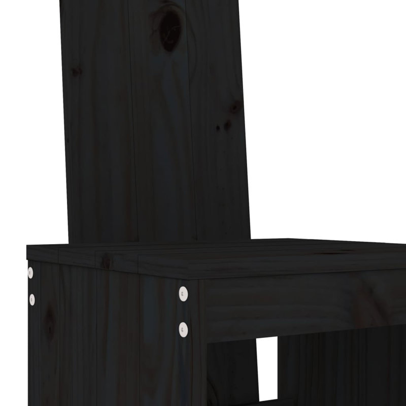 Auggie Brayden Studio Bar Set with Wood Frame and Solid Wood Outer Material, Black
