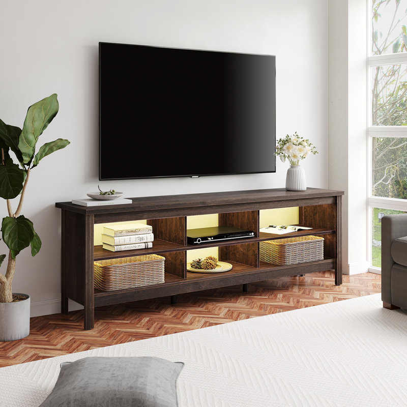 Raphael Unfinished TV Stand for TVs up to 75", Dark Gray