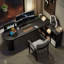 Black L-Shaped Solid Wood desk-108803828-108803824