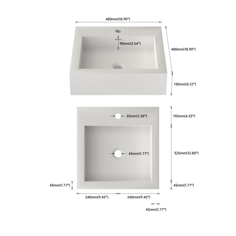 Bathroom Matte White Solid Surface Basin