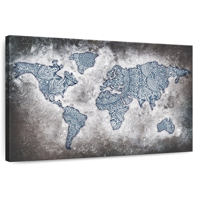 Aliaz Broken Mandala World Map, 8" H x 12" W