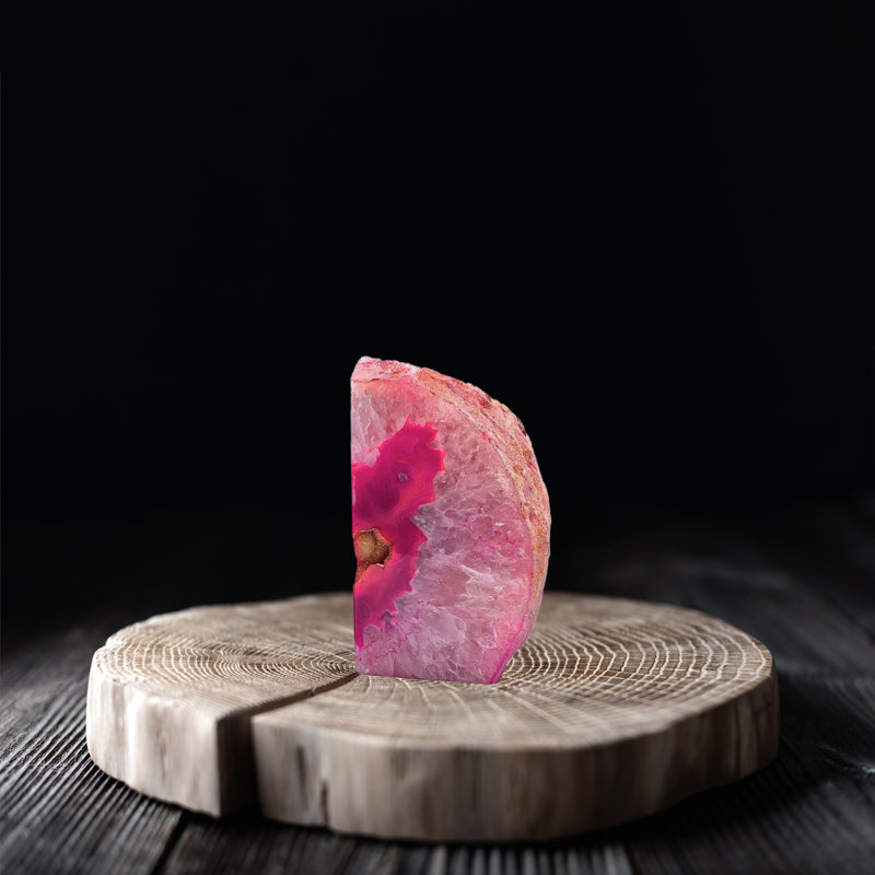 Eternity Agate Medium Single Bookends |  Pink, 7" H x 4" W x 5" D