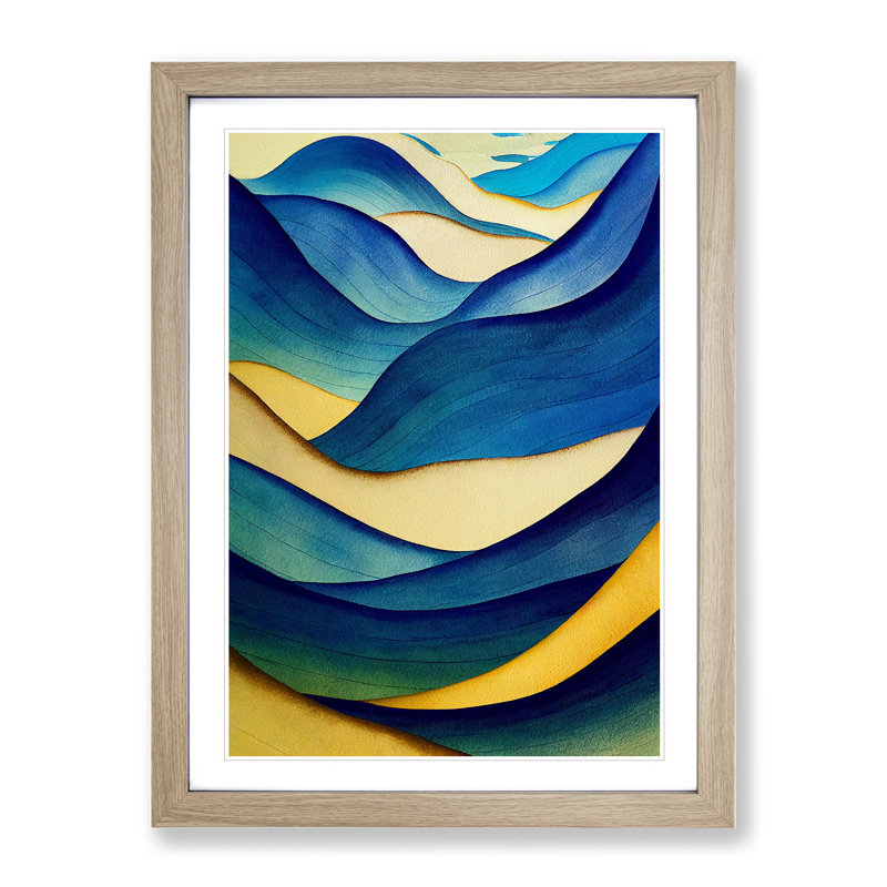 Ocean Wave Modern Art No.3 Abstract - Wall Art, 64cm H x 46cm W x 2cm D, Oak