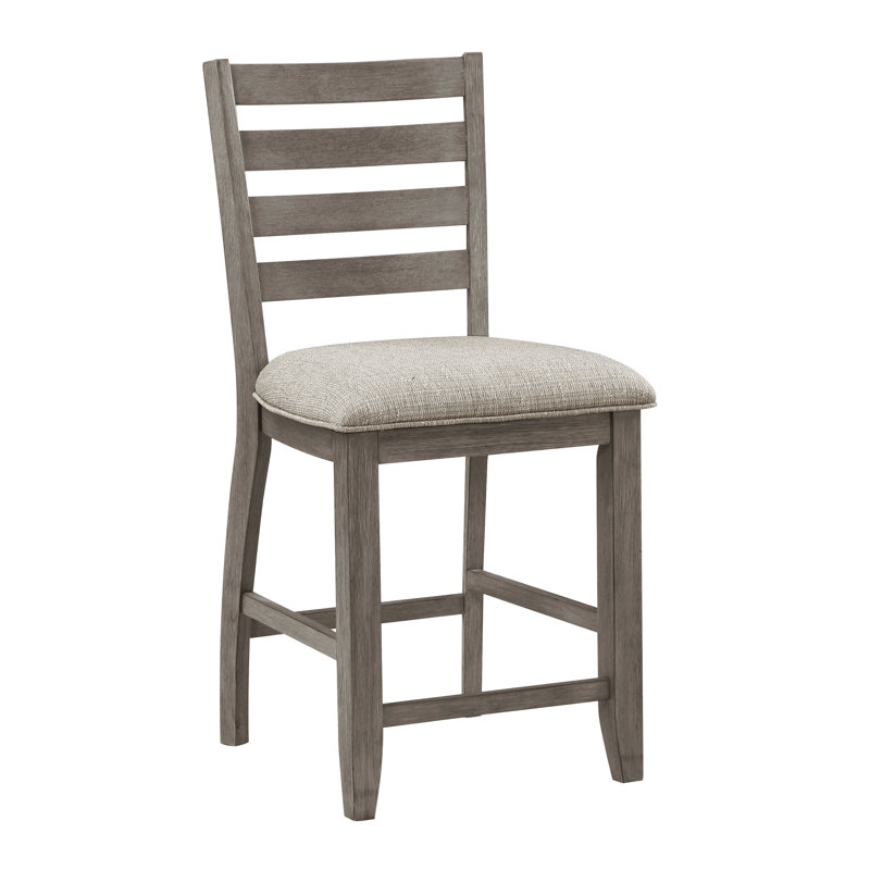 Gray Wood Ladder Back Dining Chair with Cushioned Seat