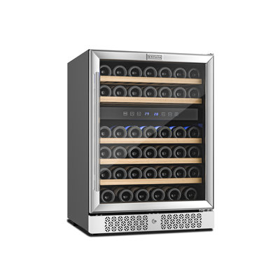 24 In. 46-bottle Dual Zone Stainless Steel Wine Cooler, Built-in/freestanding Compressor Fridge With Touch Control