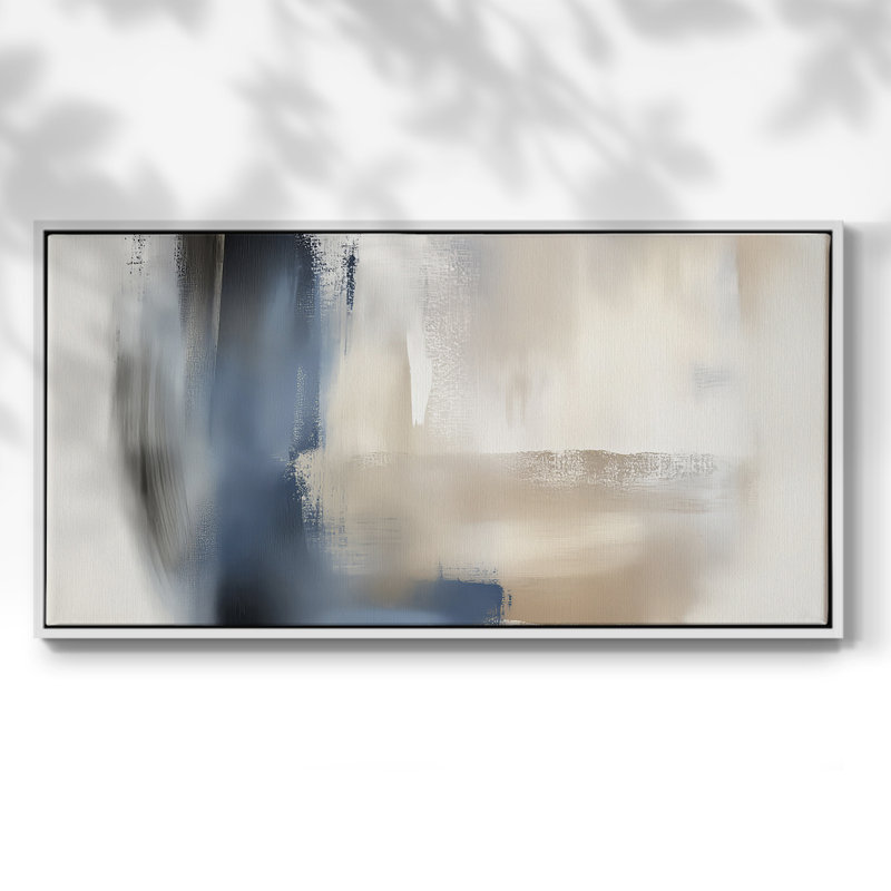 Série abstraite - DCXII - Toile tendue avec châssis encadré - Prêt à être accroché, H 21 po x l 41 po, Blanc