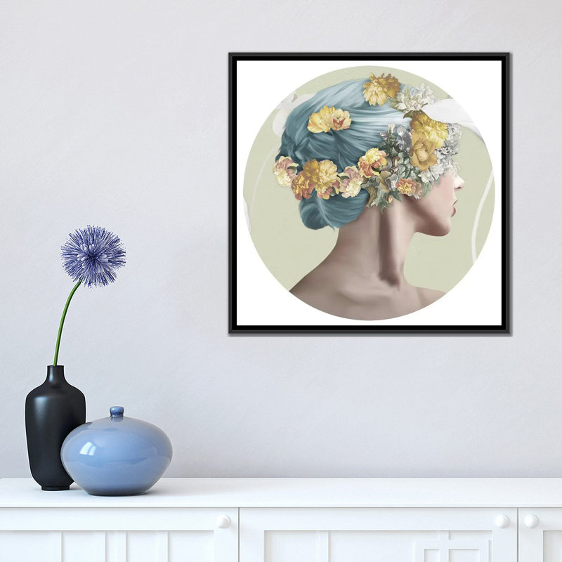 « mae », impression sur toile, H 18 po x l 18 po x P 1,5 po, Toile avec cadre noir, Pas de tapis
