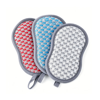 Sponge Cleaning Brushes 3piece Kitchen Cleaning Sponge Pack Doublesided Cleaning Pad That  Scratch Dishes Reusable Suitable For Bowls Plates And Cookware