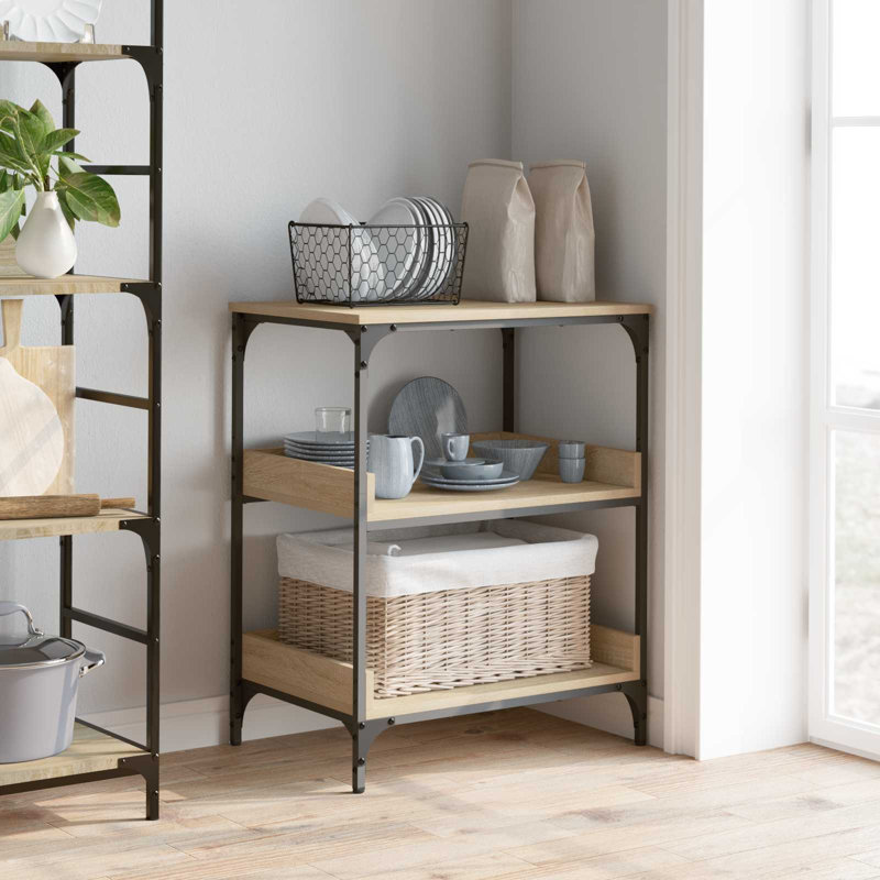 Kitchen Trolley Sonoma Oak Engineered Wood Modern Food Cart Mobile Unit