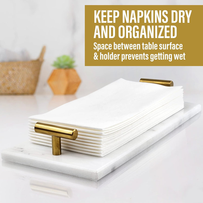 Everly Quinn Guest Towel Holder Tray For Bathroom - Marble Tray ...