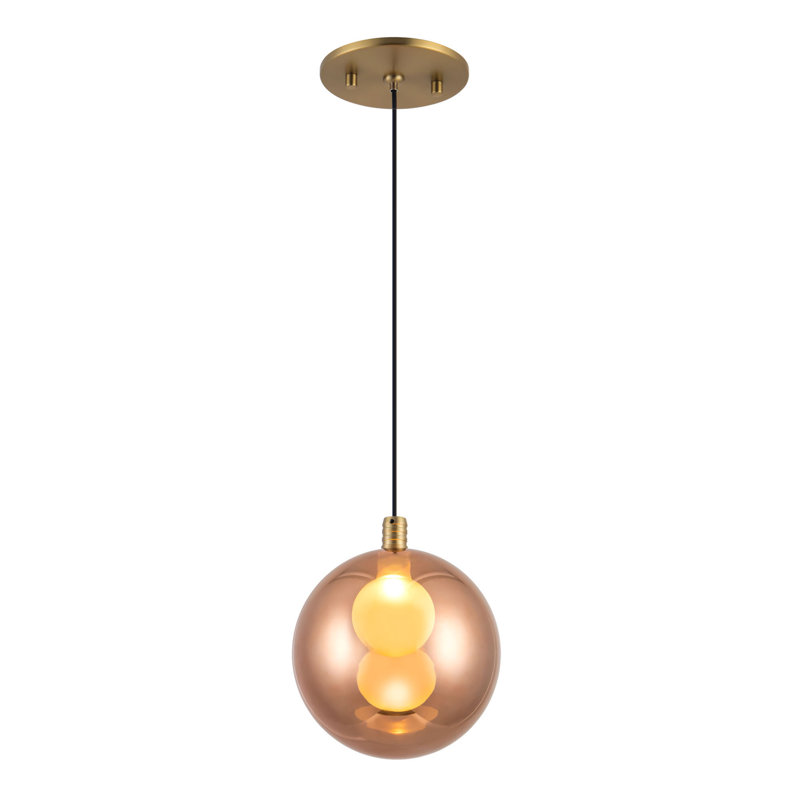 Bolla 6-in Gold dimmable LED Pendant, Brushed Gold
