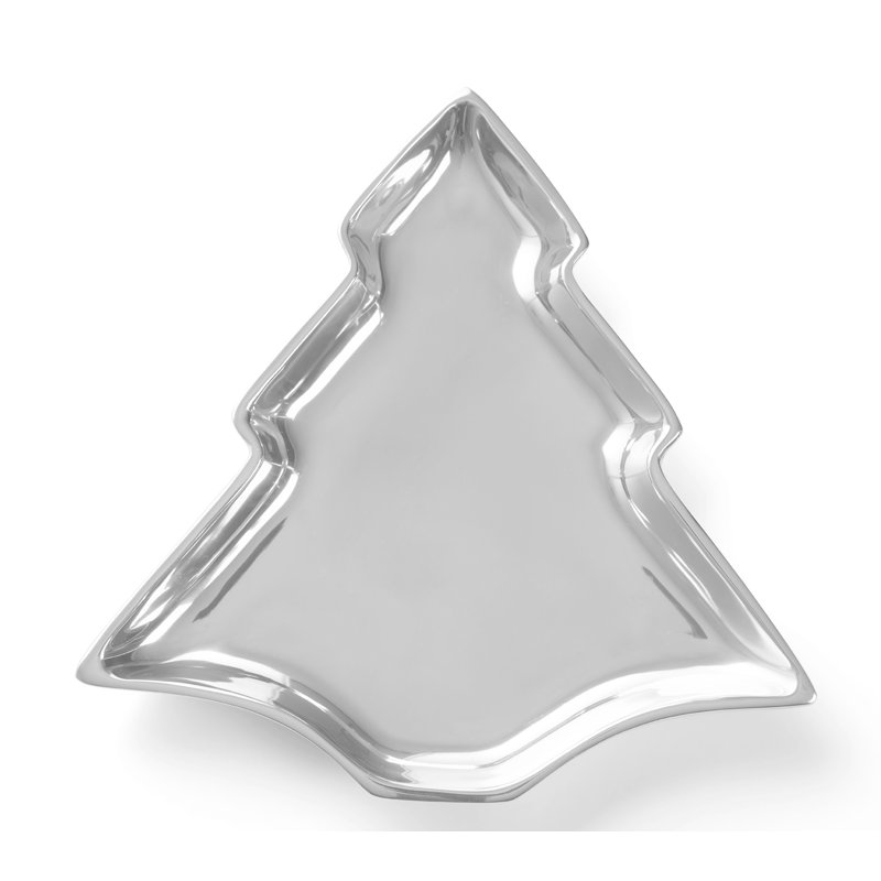 Nambe Christmas Tree Candy Dish, 1" H x 11.5" W x 11.5" L