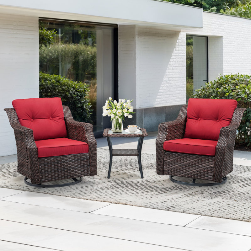2 - Person Oversized Swivel Rocker Outdoor Seating Group With Cushions, Red