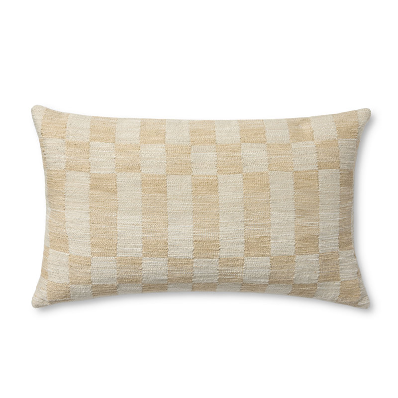 Amber Lewis x Loloi Adams Throw Pillow, Polyester, Sand/Ivory