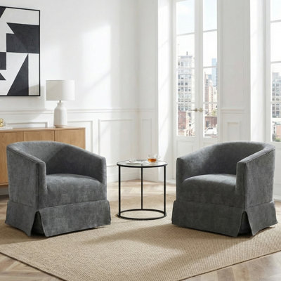 Ensemble de 2 chaises demi-tonneau pivotantes rembourrées