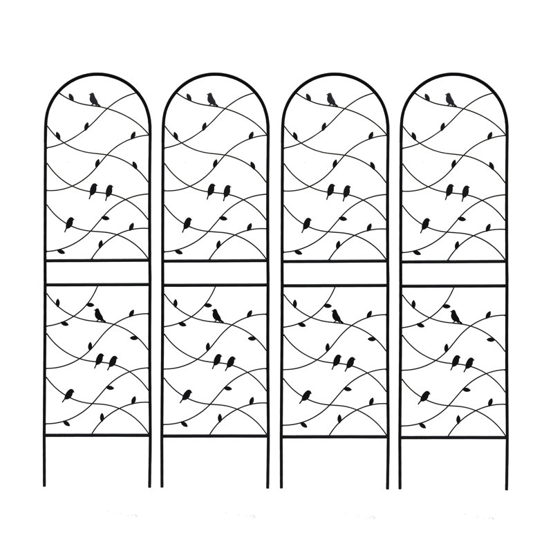 4 Pack Metal Garden Trellis 71" X 19.7" Rustproof Trellis For Climbing Plants Outdoor Flower Support Bird Deco Black