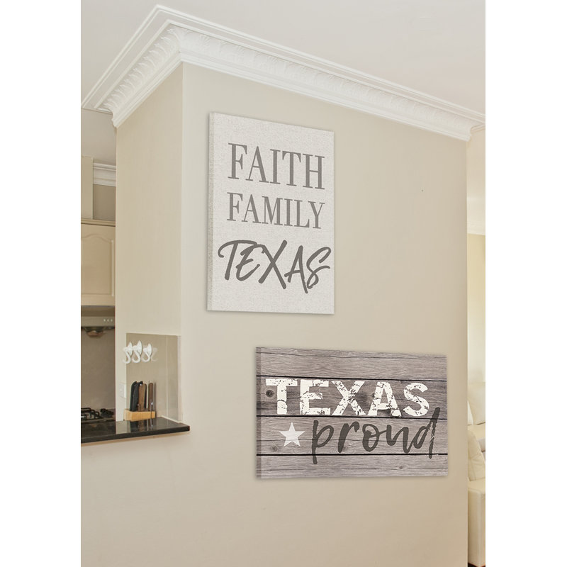 « foi family texas typography », art textuel, H 20 po x l 16 po, Toile tendue