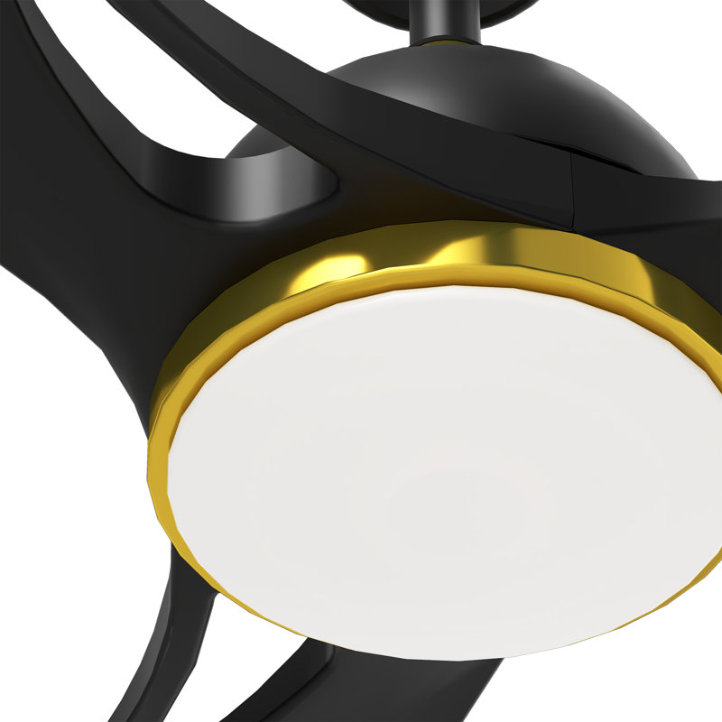 Mercer41 56 Inch Gold Ceiling Fan With Light 3-Blade Modern Smart Reversible Ceiling Fan, Black